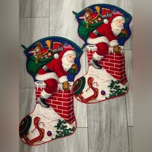 Vintage XL (nearly 3ft.) Santa Christmas Stockings